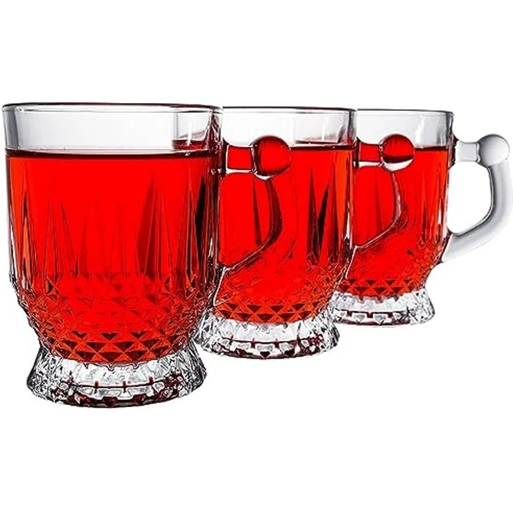 6er Set Pasabahce Coffee Kaffee Trinkgläser Gläser Teegläser Klassik für Tee & Kaffee mit Henkel Griff – Bild 5