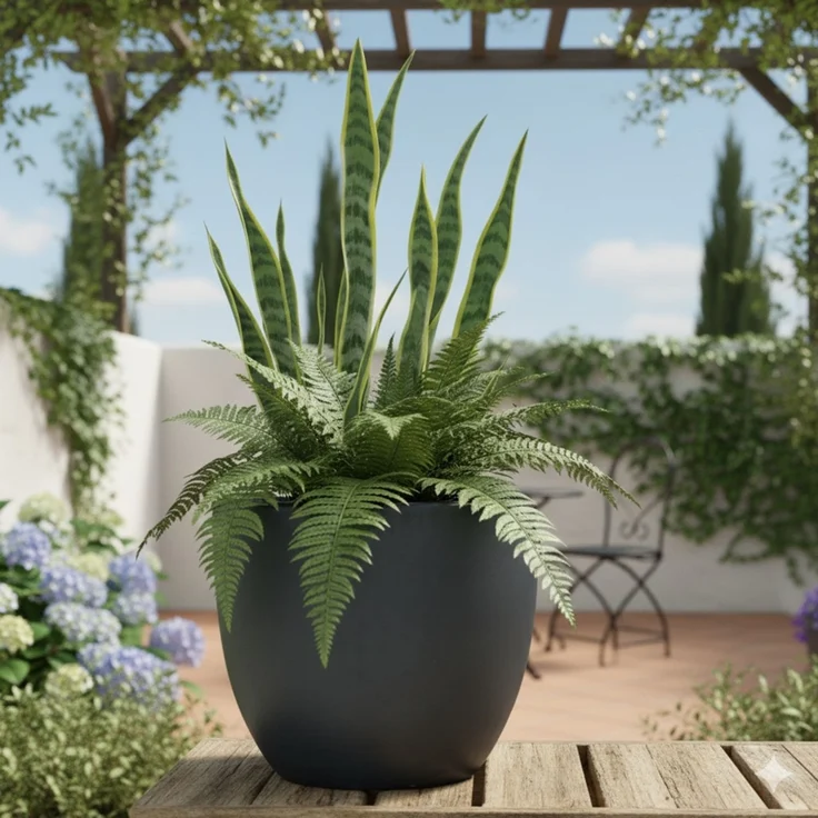 Keramik Blumentopf Eggpot Anthrazit Ø 21cm - Frostfest Pflanzkübel Grau Rund – Bild 9
