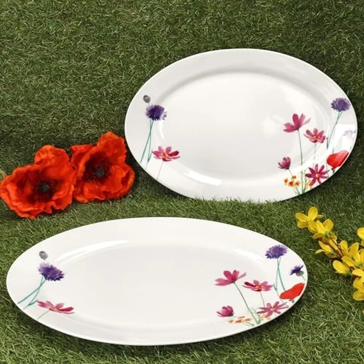 MamboCat Servierplatte Marie Servierplatte oval Porzellan 35,5x24,3cm Blumen Grill-Teller, Porzellan – Bild 3