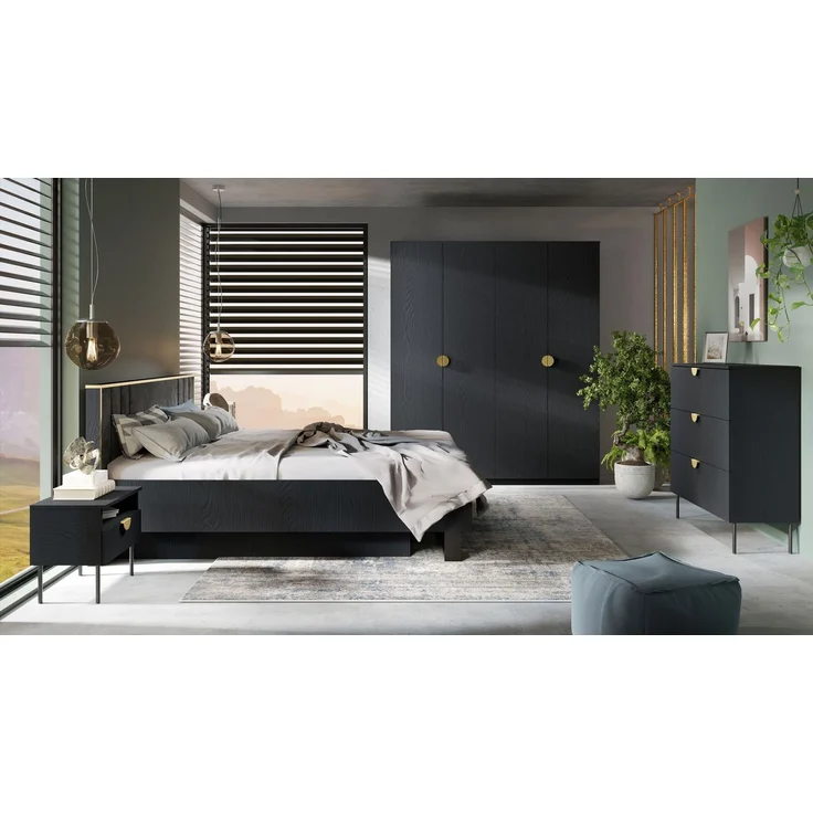 Schlafzimmer-Set komplett Mond anthrazit Ausführung grau