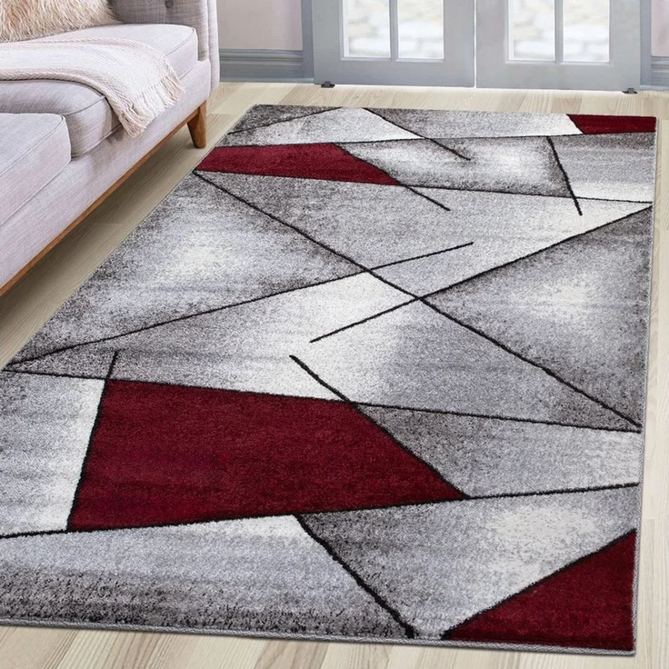 oKu-Tex Teppich Kurzflorteppich, modern, geometrisches Muster, Wohnzimmerteppich, rechteickig, Höhe: 11 mm, Teppich Wohnzimmer, Designteppich, meliert, weicher und dichter Flor