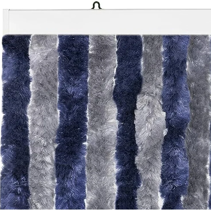 Moritz Flauschvorhang aus Chenille 90 x 220 cm blau grau Türvorhang als Fliegenschutz Insektenschutz für Camping Wohnwagen – Bild 4