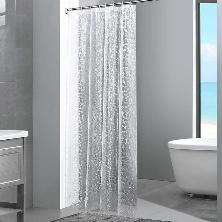Duschvorhang 3D Steinmuster Eva Transparent Wasserdicht 120x200cm 8 Ringe – Bild 6