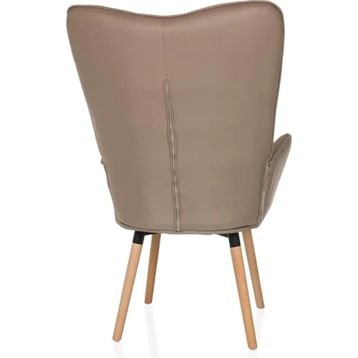 hjh LIVING Ohrensessel in Velour-Optik HAVENIO I Sessel für Wohnzimmer Schlafzimmer, Polsterstuhl mit Holzbeinen, Stoff Braun – Bild 8