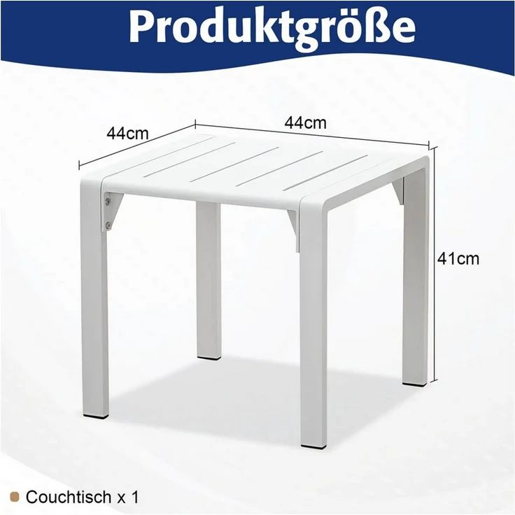 MeXo Gartenlounge-Set Lounge Gartenmöbelset Aluminium Wetterfest, (Couchtisch, 1-tlg, 44 x 44 x 41 cm), wetterfest Gartentisch für 1-2 Personen – Bild 3