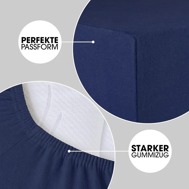 CelinaTex Jersey Spannbettlaken Lucina 90x200-100x200 cm dunkel blau 100% Baumwolle gekämmt bis 26cm Matratzenhöhe Spannbettbezug, Leintuch, Bettlaken, elastisch, Strech, Oeko-Tex – Bild 4