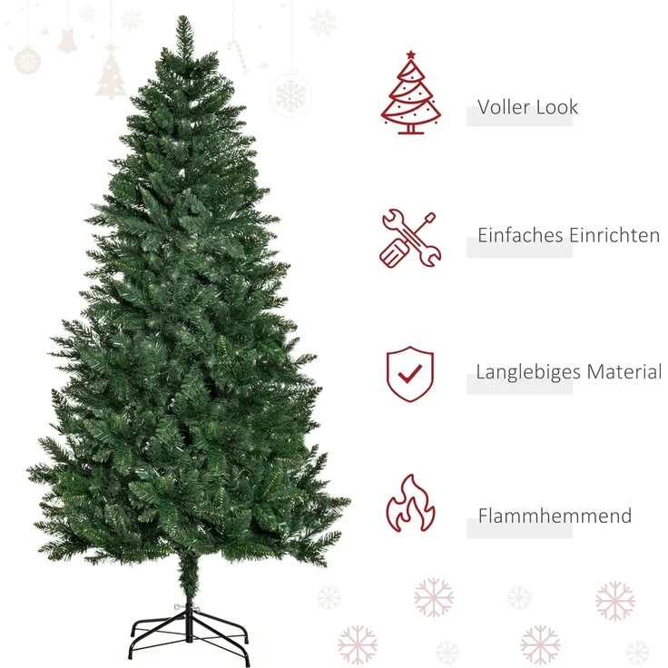 HOMCOM Künstlicher Weihnachtsbaum 180 cm, 724 Zweige, Kieferbaum, realistisches Aussehen, Grün – Bild 3
