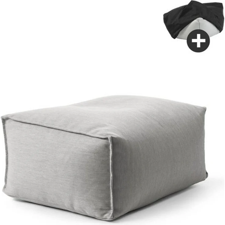 mokebo Pouf Der Ruhepouf (mit Schutzhülle), Sitzhocker Outdoor, Fußhocker, Hocker & Sitzkissen eckig Lichtgrau – Bild 4