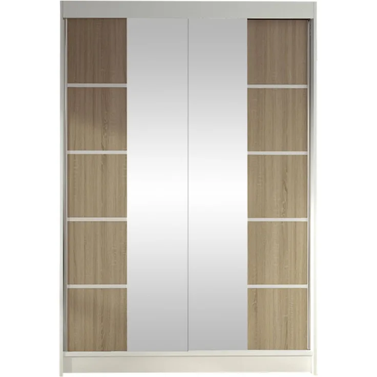 Kleiderschrank Lino V, ohne Beleuchtung, Farbe: Weiß / Sonoma Eiche