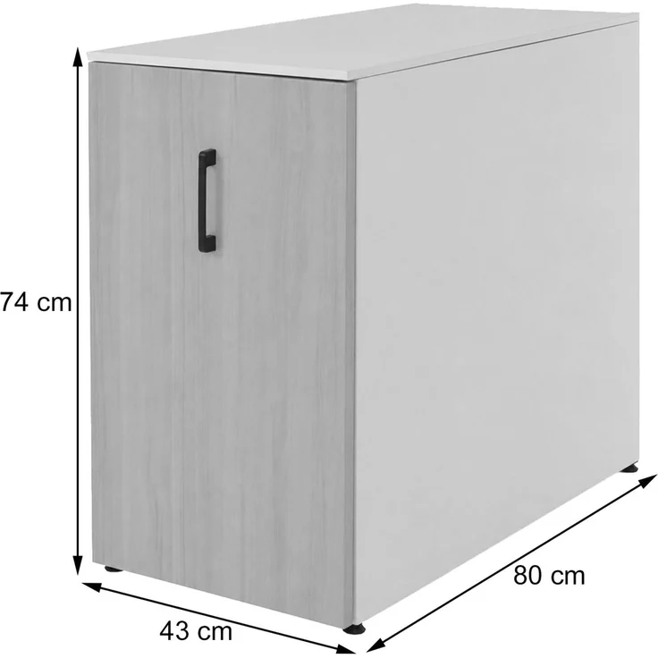Aktenschrank HWC-Q27, Büroschrank Stahlschrank, Stützrad Staufächer, Metall 74x43x80cm ~ weiß – Bild 3