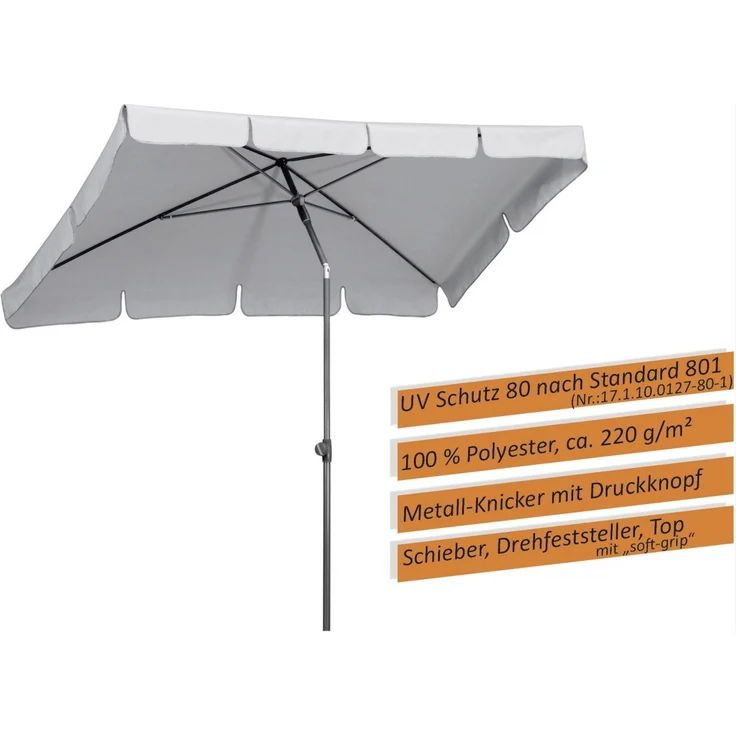 Schneider Sonnenschirm Aquila silbergrau 225 x 120 cm Marktschirm Gartenschirm – Bild 8