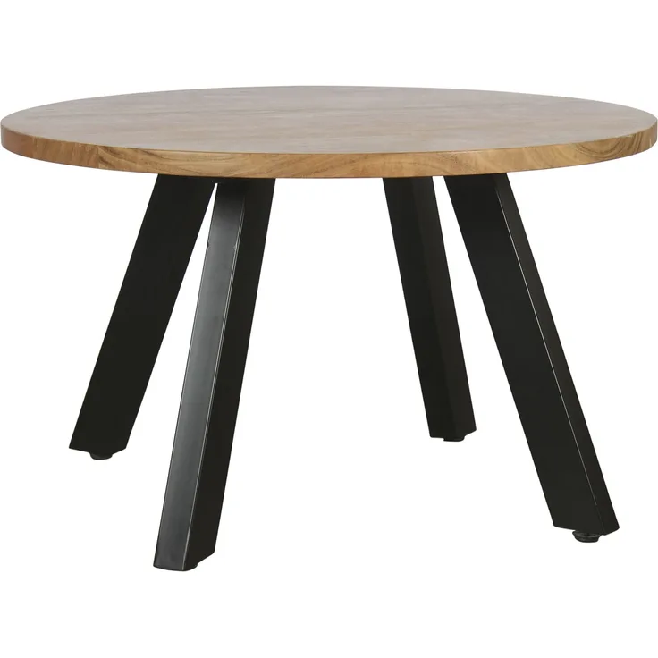 byLIVING Couchtisch LARA / Platte Akazie massiv / Gestell Metall schwarz / D 75, H 47 cm