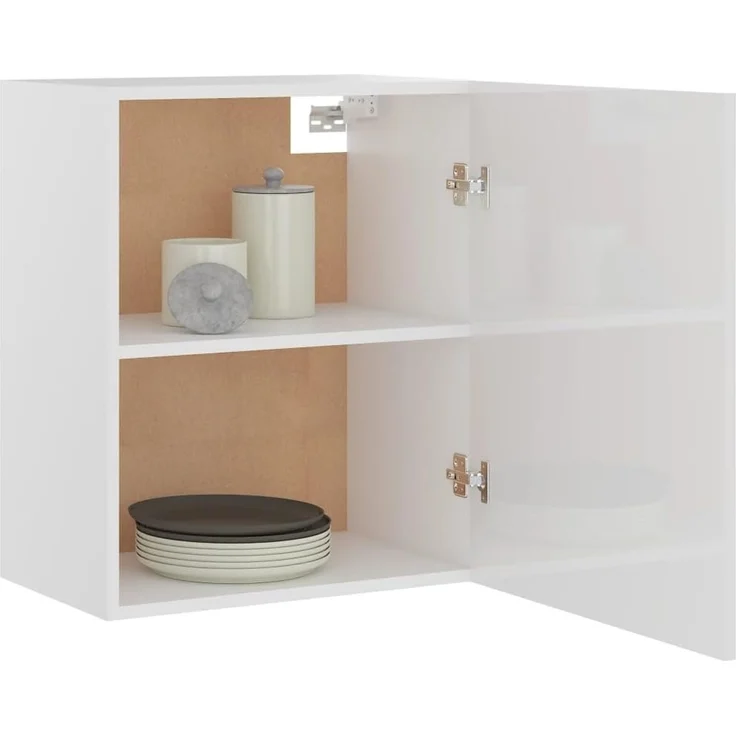 vidaXL 2X Hängeschrank 2 Regalböden Küchenschrank Küche Schrank Einbauküche Küchenzeile Küchenmöbel Oberschrank Hochglanz-Weiß 50 x 31 x 60 cm Holzwerkstoff – Bild 5