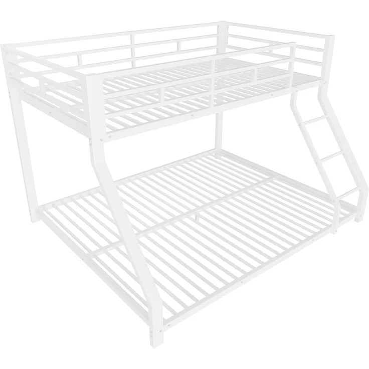 Etagenbett, 90*200 cm 140*200 cm, Geländer, Stufe, en747 zertifiziert, ohne Matratze, Metall, Weiß – Bild 9