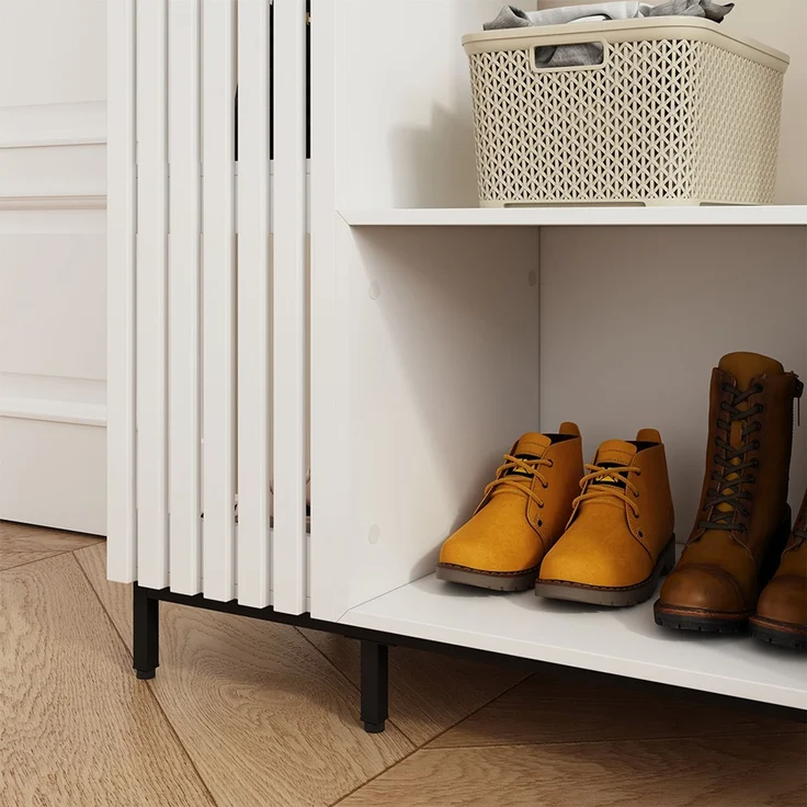 Garderobe Zinto Weiß 80 x 187 cm mit 5 Ablagefächern Vicco – Bild 4