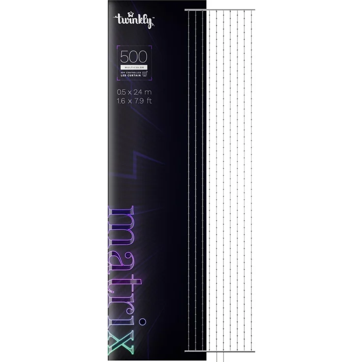 Twinkly Matrix 500 LED RGB, LED-Vorhang mit hoher Dichte, Smarte Mehfarbige RGB Gaming-Lichter, Kompatibel mit Razer Chroma, Omen, Alexa, Google Home, App-Steuerung, Transparentes Kabel, 0.5x2.4 m