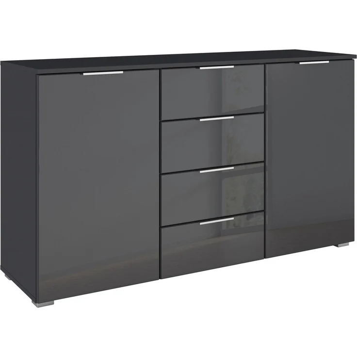 OTTO home Kombikommode Sideboard Kombikommode Schubladenkommode AGORDO mit Glasfront (in zwei Griff-Farben, Breite 120 cm), vier große Schubladen, mit insgesamt 4 Einlegeböden MADE IN GERMANY – Bild 1