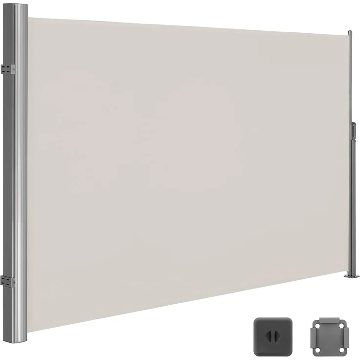 SONGMICS Alu-Seitenmarkise, ausziehbar, blickdicht, Beige, 180x350 cm – Bild 1