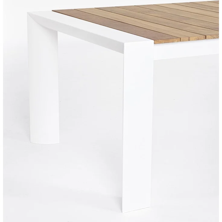 Gartentisch Norema aus Aluminium und Teakholz, modern, ausziehbar für 10–14 Personen, weiß – Bild 5