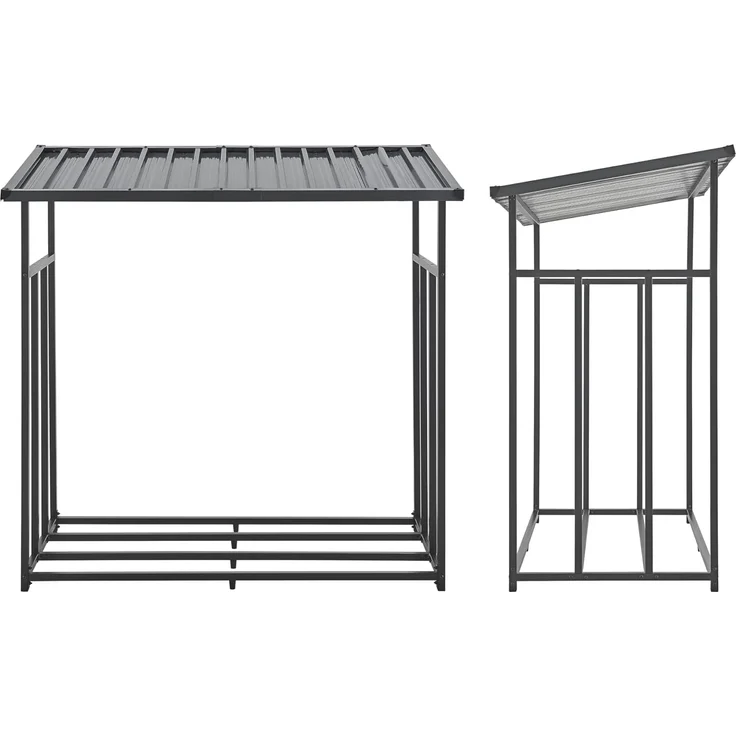 Brennholzregal Yakutat Schwarz 145x143x70 cm [casa. pro] – Bild 5