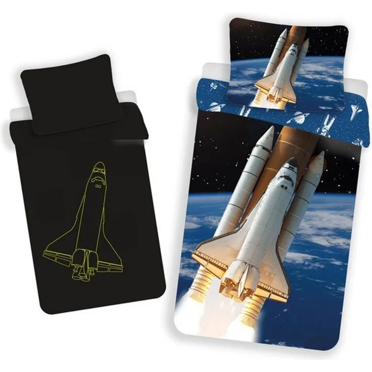 Tinisu Bettwäsche Space Shuttle Bettwäsche - weiche Baumwolle 140x200 cm Kissen + Decke