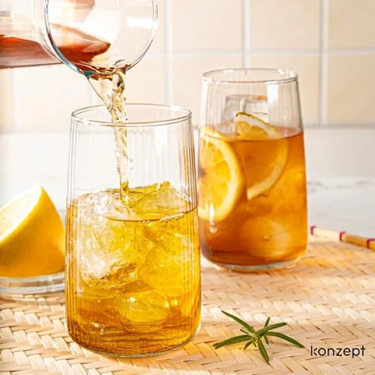 KONZEPT Gläser-Set 6 teilig mit Rillenstruktur (480 ml), Trinkgläser hohe Qualität, 6-tlg, Bleifreies Glas, Hergestellt in der EU – Bild 7
