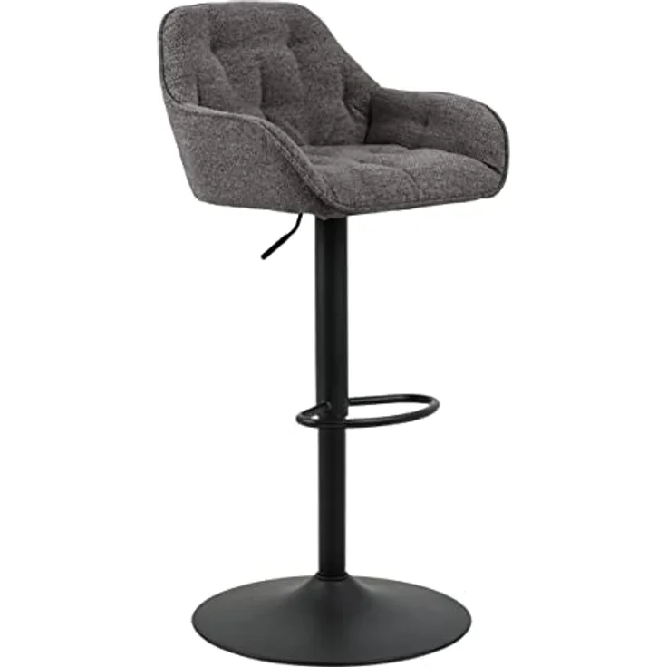 MID.YOU Barhocker Anthrazit, drehbar und höhenverstellbar, Textilbezug, 57x63-84x53 cm, Fußstütze, modernes Metallgestell