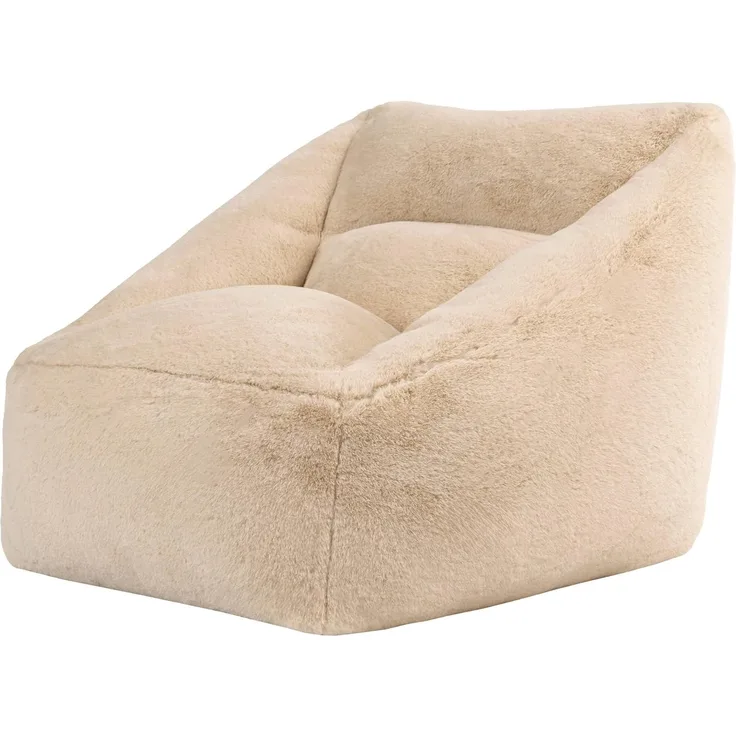 Icon Natalia Sitzsack Sessel für Erwachsene, Beige, Flauschiger Kaninchen Kunstfell Stoff, Riesen Sitzsack mit Füllung, Bean Bag Chair, Bequemer Sessel Wohnzimmer, Lounge, Schlafzimmer, Büro