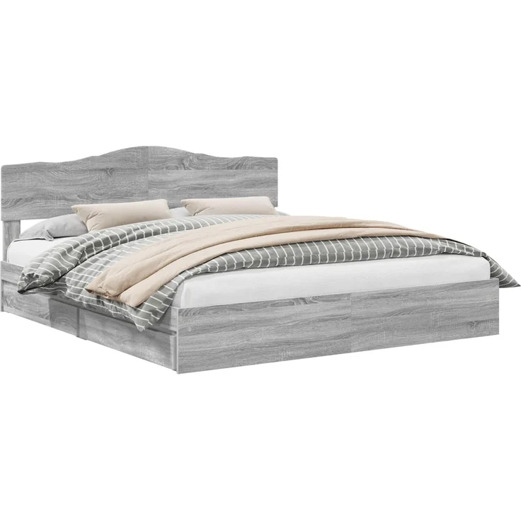 vidaXL Bettrahmen Graues Sonoma 180 x 200 cm Massives Kiefernholz 3412867 – Bild 1
