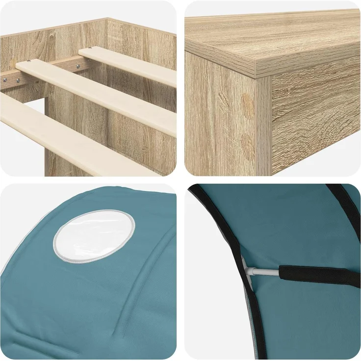 vidaXL Bett mit Tunnel 3 Stk. Artisian Eiche und Hellblau 3423660 – Bild 9