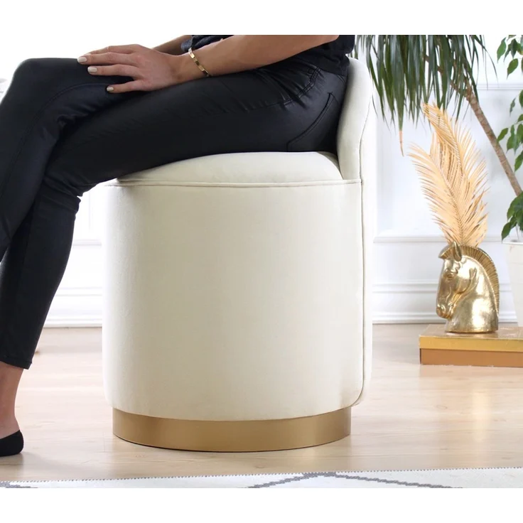 Hanah Home 'Dover - Cream' Pouffe, Creme, 45 x 50 x 45 cm – Bild 3