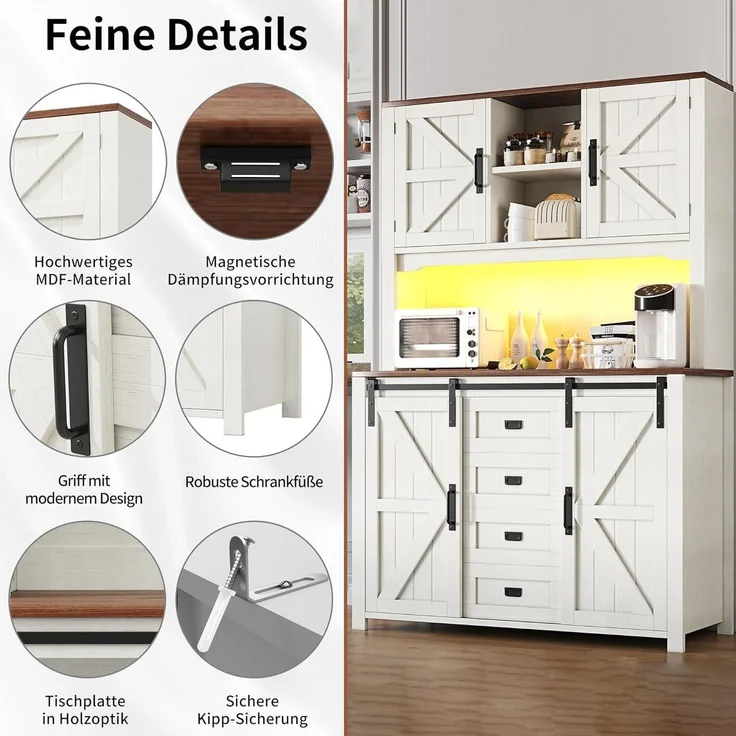 Hoher Küchenschrank Sideboard mit Schiebetüren und – Bild 4