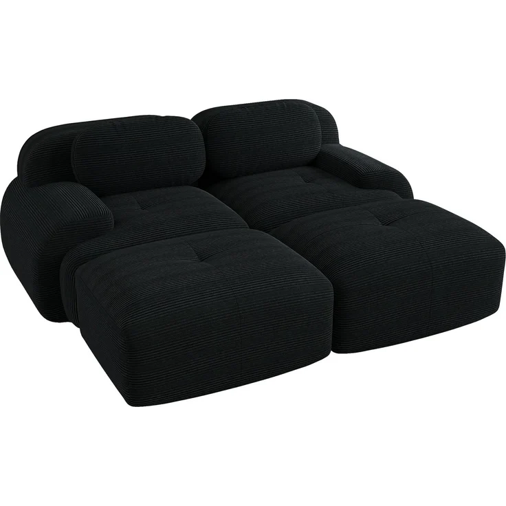 2-Sitzer-Sofa aus Cordstoff,modular kombinierbar mit Chaiselongue rutschfest ergonomische Armlehnen und hochelastische Polsterung für Wohnzimmer und Schlafzimmer,Cordstoff,Black, – Bild 6