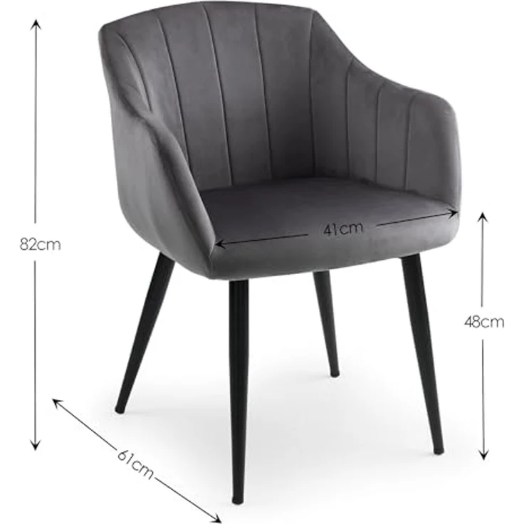Julian Bowen Hobart Esszimmerstühle mit Wellenrand, Grau, 2er-Set – Bild 2