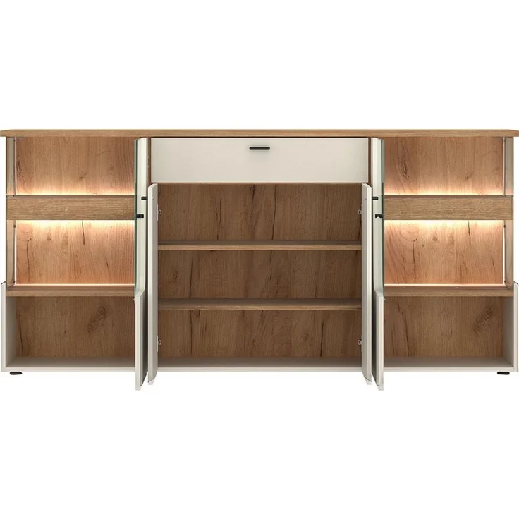 Lomadox Sideboard CARMONA-129, 190 cm breit in Kaschmir & Eiche, 4 Türen & 1 Schublade – Bild 3