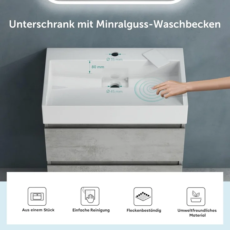 doporro Badmöbel-Set Badmöbel-set Verona Waschbecken-Unterschrank Wandmontage – Bild 3