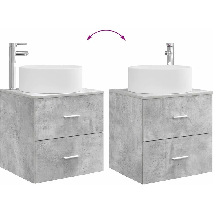 vidaXL Badezimmerschrank-Set 2 stk. Betongrau 79,5 x 44,5 x 80 cm 3403931 – Bild 9