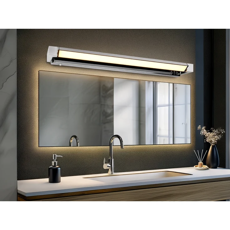 Dimmbare LED Bad Spiegelleuchte FABRIZIO schwenkbar, Chrom Breite 80cm – Bild 8