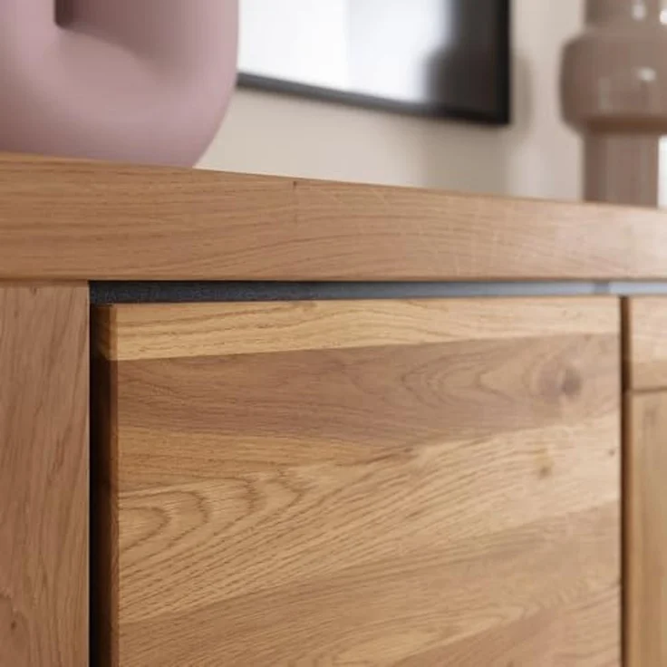Lomadox Highboard GIUSTINO-06, Eiche teilmassiv geölt, Massivholzfronten, LED-Beleuchtung – Bild 6