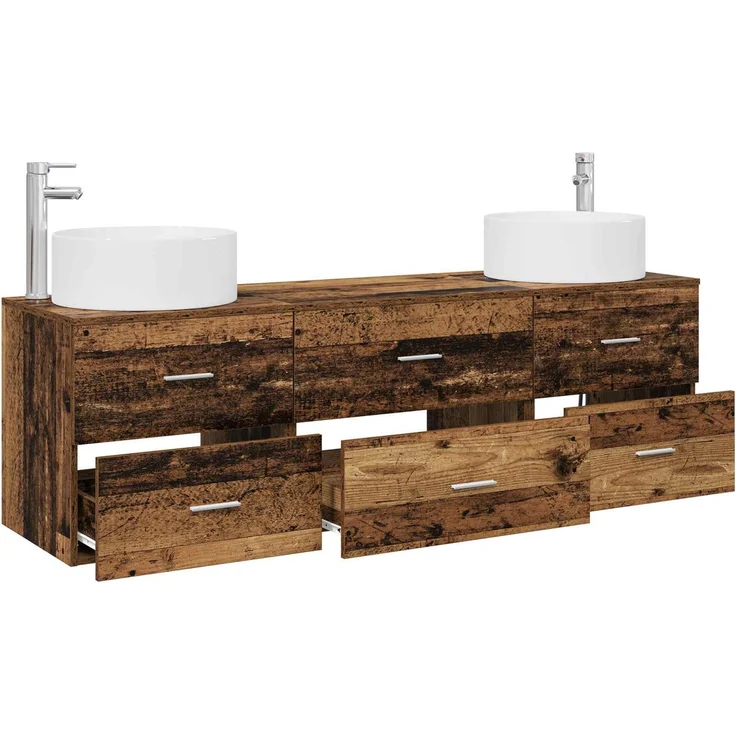 vidaXL Badezimmerschrank-Set 3 stk. Altholz 161,5 x 44,5 x 80 cm 3405945 – Bild 3