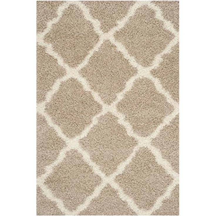 SAFAVIEH Zottelig Teppich für Wohnzimmer, Esszimmer, Schlafzimmer - Dallas Shag Collection, Hoher Flor, Beige und Elfenbein, 155 X 229 cm – Bild 3