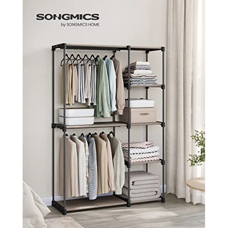 Songmics Kleiderständer, Kleiderschrank offen,2 Hängefächer – Bild 3