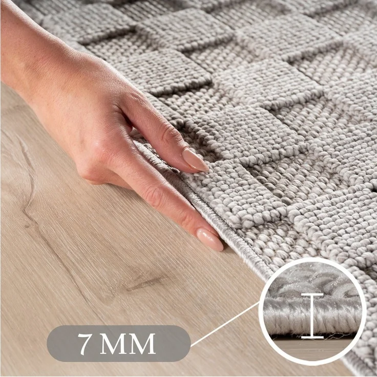 SIMPEX24 Designteppich Einfarbig Boucle Loop, Rechteckig, Höhe: 7 mm, Teppich Wohnzimmer, Schlafzimmer, Gästezimmer – Bild 2
