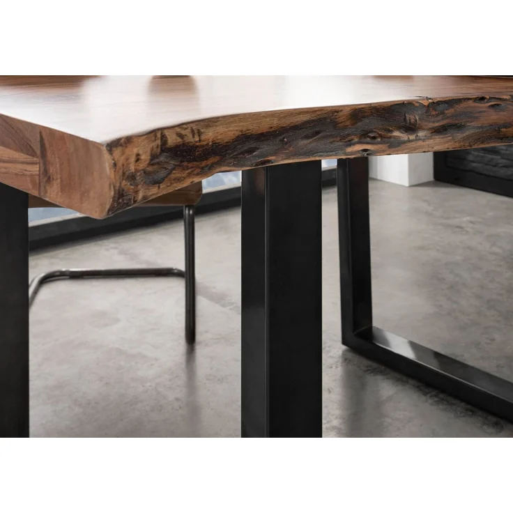 Baumtisch Akazie 140x90x77 natur lackiert / U-Beine anthrazit glänzend FREEFORM 5 – Bild 4