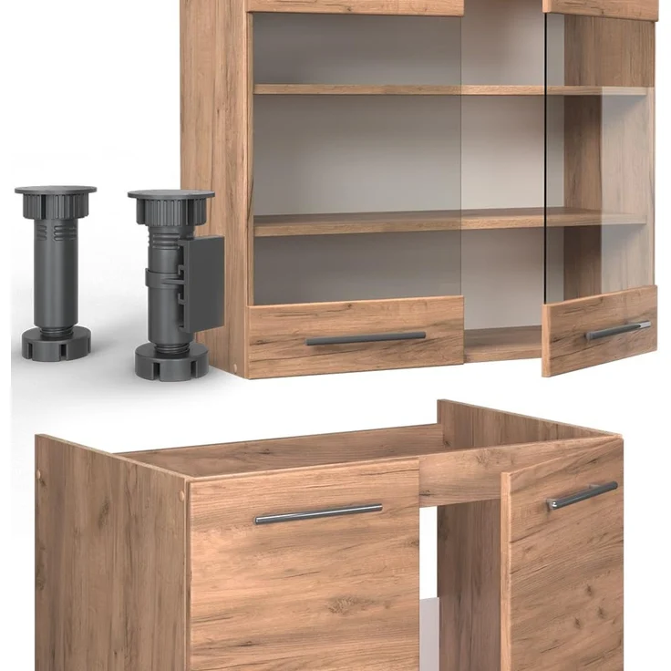 Küchenzeile Fame-Line Goldkraft Eiche 235 cm , AP Eiche Vicco – Bild 6