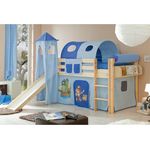 Rutschbett mit Turm "Kasper" 90x200 Kiefer massiv Natur