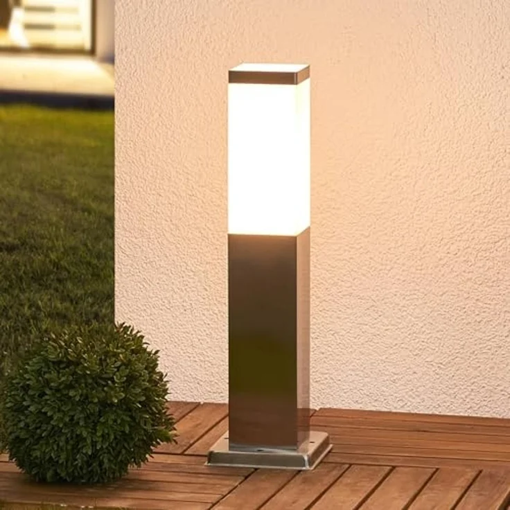 Lindby Außen-Stehlampe Lorian, Edelstahl Alu IP44, 1 x 15 W LED – Bild 2