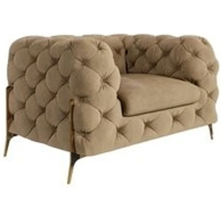 S-Style Möbel Chesterfield-Sessel Ashley mit Goldene Metall Füßen, mit Wellenfederung – Bild 6