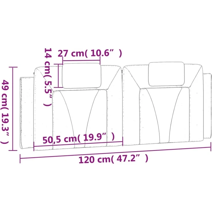 vidaXL Kopfteil-Kissen Schwarz 120 cm Kunstleder 374781 – Bild 7