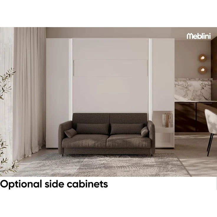 MEBLINI Elektrisches Schrankbett BC-36 - 140x200cm Vertikal - Kaschmir - Sofa und Kopfteil Dunkelgrau - Wandbett mit Lattenrost, Matratze, Sofa und Kopfteil - Wandklappbett – Bild 2